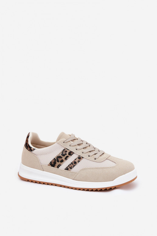 Sneakers Stilvollllschuhe Feminin Z aus Öko-INildlederu mit Leopardenfellmuster Beige Es mussrinils
