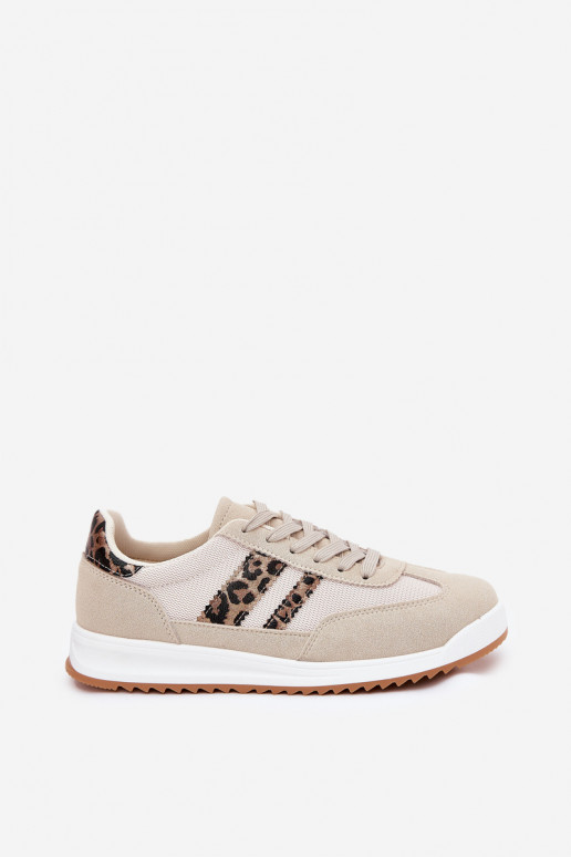Sneakers Stilvollllschuhe Feminin Z aus Öko-INildlederu mit Leopardenfellmuster Beige Es mussrinils