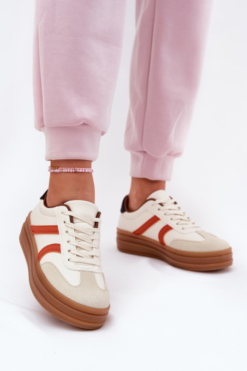 Sneakers Stilvollllschuhe Feminin mit einer Plattform Beige Tolianna 2