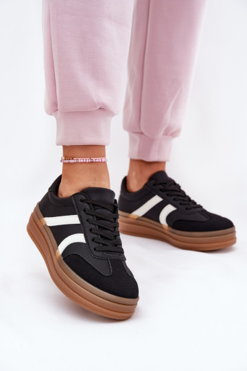 Sneakers Stilvollllschuhe Feminin mit einer Plattform schZuarze Farbe Tolianna 2