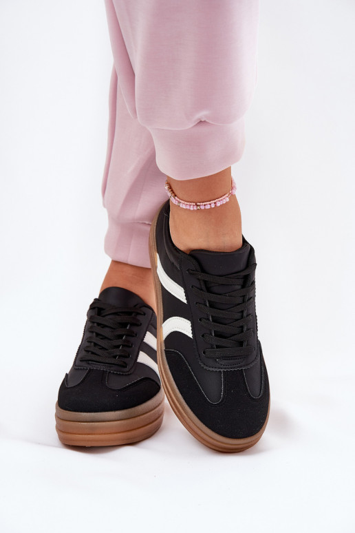 Sneakers Stilvollllschuhe Feminin mit einer Plattform schZuarze Farbe Tolianna