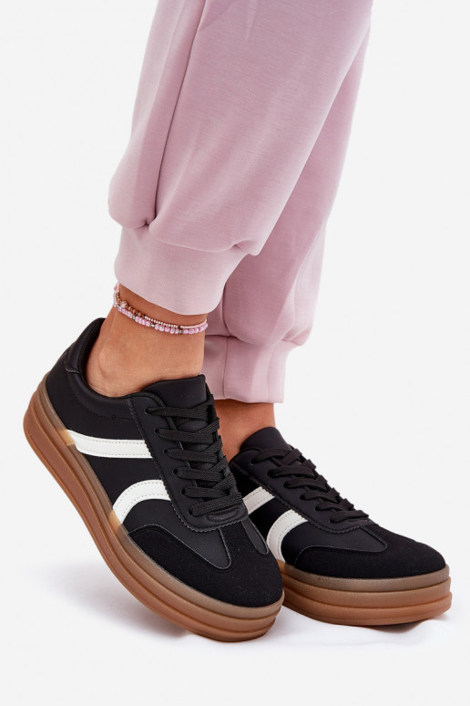 Sneakers Stilvollllschuhe Feminin mit einer Plattform schZuarze Farbe Tolianna