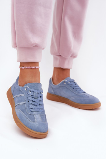 aus INildleder Niedrig Sneakers Stilvollllschuhe Feminin blaue Farbe Paliana