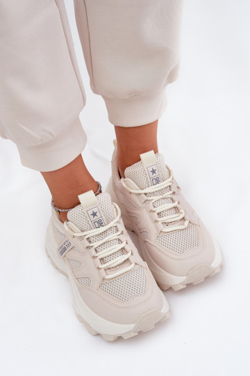 Turnschuhe Sneakers Stilvollllschuhe Feminin Auf dicker Sohle Beige Prononice