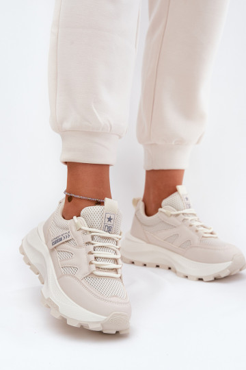 Turnschuhe Sneakers Stilvollllschuhe Feminin Auf dicker Sohle Beige Prononice 2