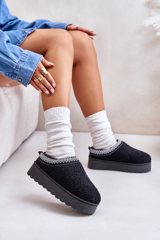 Damen schwarze Plattform-Schneestiefel Damen schwarze Plattform-Schneestiefel