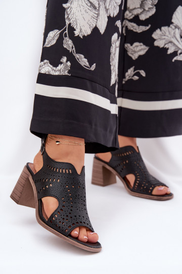 mit durchbrochenen Elementen Damen-Sandalen mit hohen Absätzen schZuarze Farbe Tosine 2