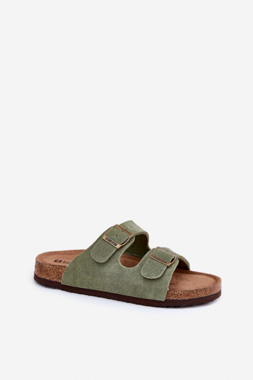 INildleder-Hausschuhe für Damen mit Schnallen Big Star RR274A393 grüne Farbe INildleder-Hausschuhe für Damen mit Schnallen Big Star RR274A393 grüne Farbe