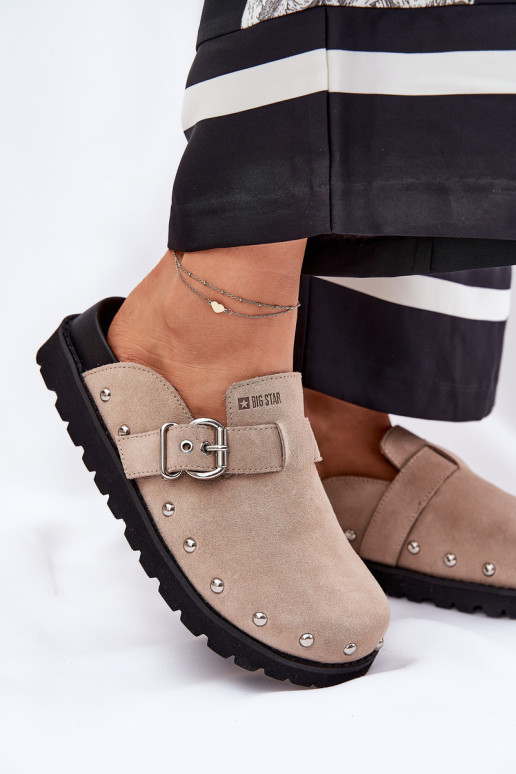 INildlederpantoffeln Verstopfungen Feminin mit einer Plattform Big Star RR274A376 Beige INildlederpantoffeln Verstopfungen Feminin mit einer Plattform Big Star RR274A376 Beige