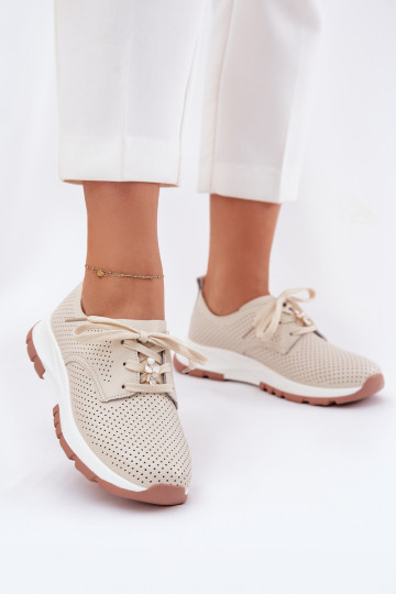 Haut Schuhe Feminin Z Przypinką Artiker 54C1811 Beige 2