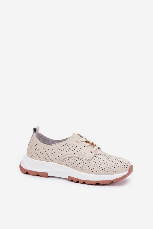 Haut Schuhe Feminin Z Przypinką Artiker 54C1811 Beige