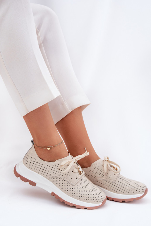 Haut Schuhe Feminin Z Przypinką Artiker 54C1811 Beige