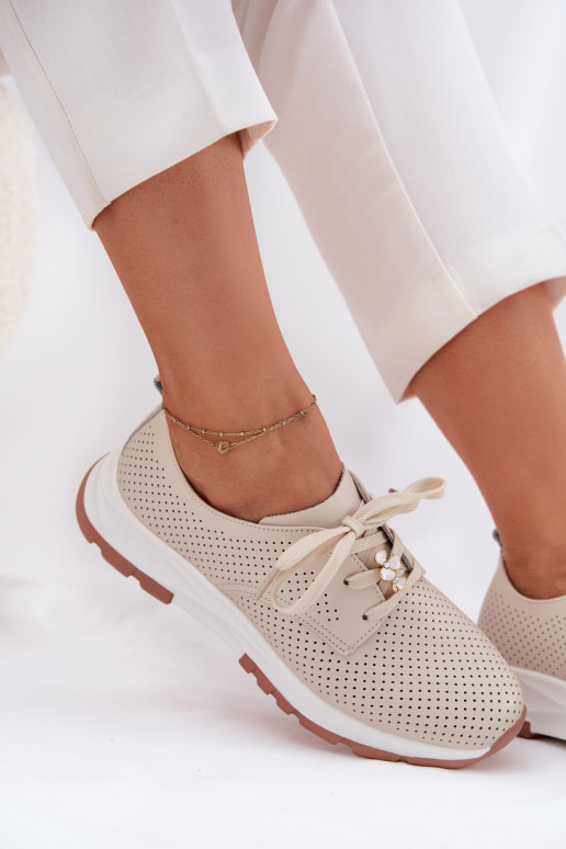 Haut Schuhe Feminin Z Przypinką Artiker 54C1811 Beige