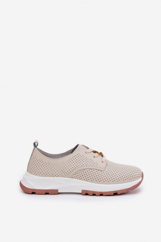 Haut Schuhe Feminin Z Przypinką Artiker 54C1811 Beige