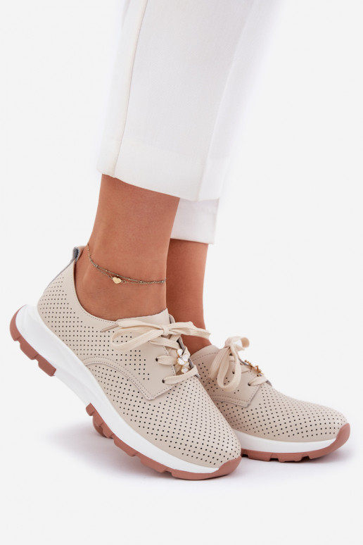 Haut Schuhe Feminin Z Przypinką Artiker 54C1811 Beige