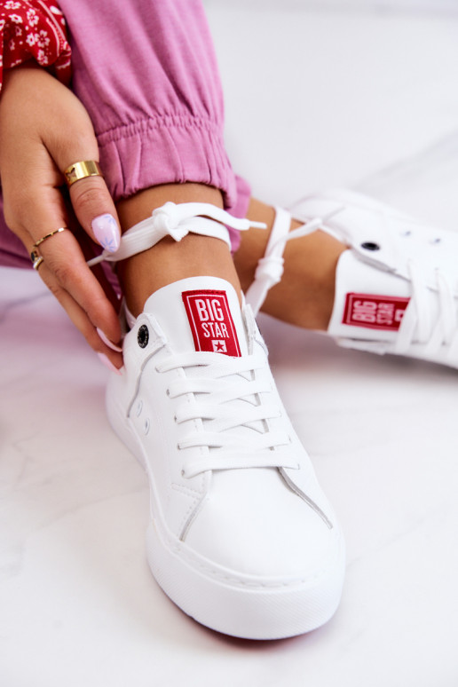 Haut Turnschuhe Big Star JJ274212 INeiß-rote Farbe