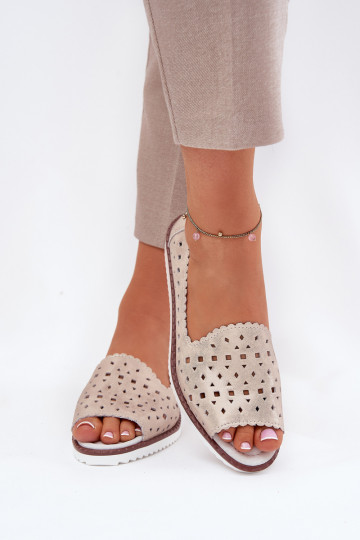 Haut Durchbrochene Ballerinas Z Odkrytymi Palcami S.Barski LR51-922 Beige