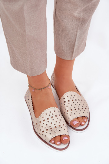 Haut Durchbrochene Ballerinas Z Odkrytymi Palcami S.Barski LR51-922 Beige 2