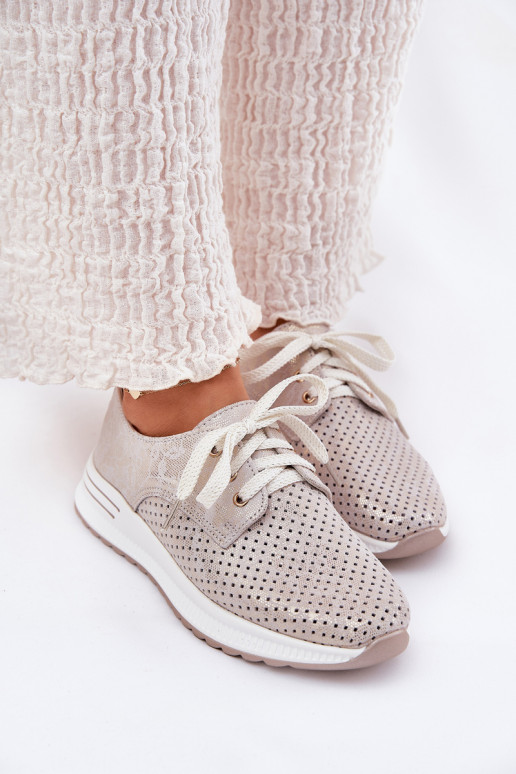 Haut  Schuhe Feminin mit einer Plattform Artiker 56C2113 Beige-goldene Farbe Haut  Schuhe Feminin mit einer Plattform Artiker 56C2113 Beige-goldene Farbe