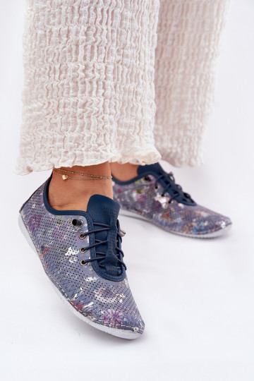 Schuhe Feminin Aus Ermöglichtturleder Gemustert Artiker 56C2691 blaue Farbe