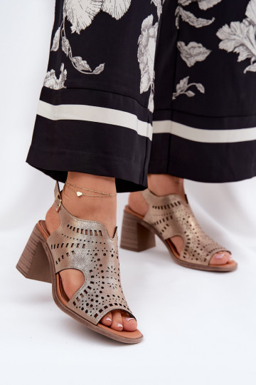 Damen Goldfarbene Ajour High Heels Tosine 2