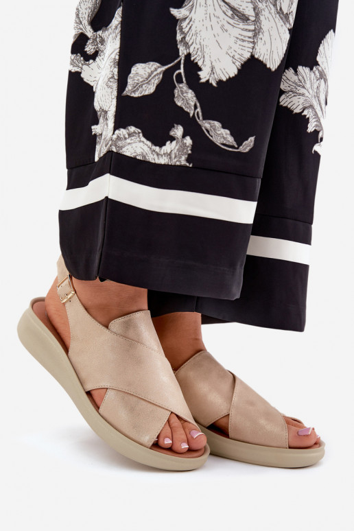 Damensandalen aus Öko-Leder goldene Farbe Tosmelia Damensandalen aus Öko-Leder goldene Farbe Tosmelia