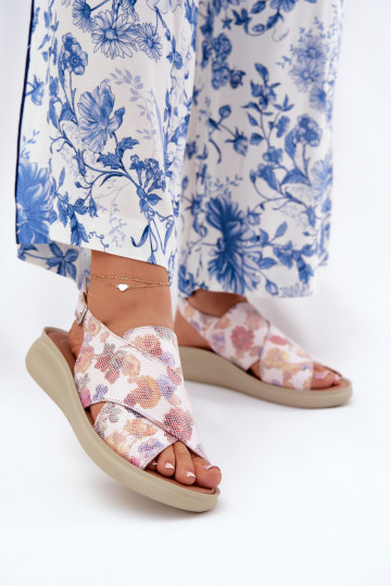 Damensandalen aus Öko-Leder mit Blumen Verschiedene Farben Tosmelia 2