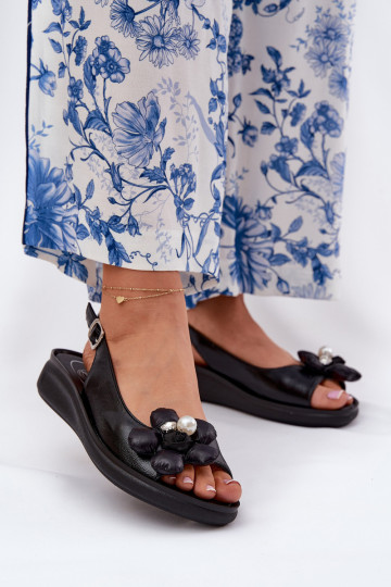 Damensandalen Mit Dekorationen mit Blumenem schZuarze Farbe Divonne 2