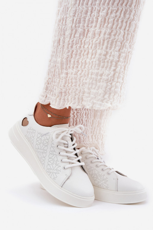 Haut Sneakers Stilvollllschuhe Feminin mit einer Plattform Vinceza 88018 Zueiße Farbe