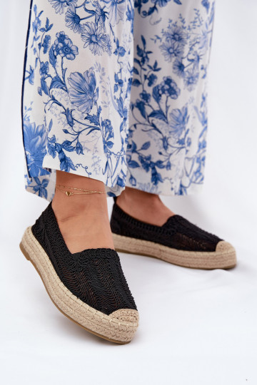 Schwarze Espadrilles mit Plateausohle Vinceza 17392