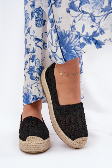 Schwarze Espadrilles mit Plateausohle Vinceza 17392 2