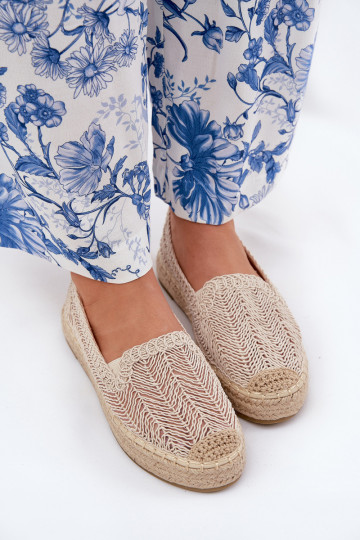 Sandfarbene Espadrilles mit Plateausohle Vinceza 17392