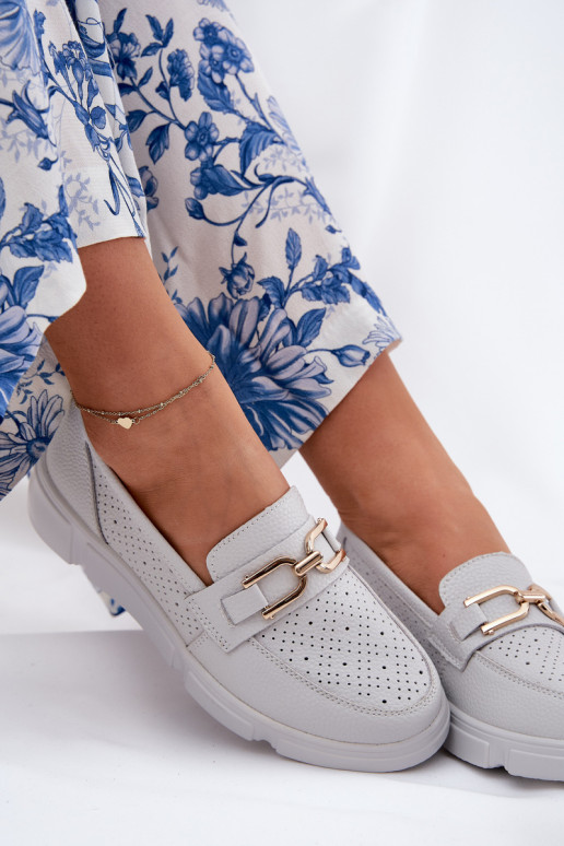 Mokassins für Damen Haut Ze goldene Farbem Detalem Vinceza 88007 graue Farbe Mokassins für Damen Haut Ze goldene Farbem Detalem Vinceza 88007 graue Farbe