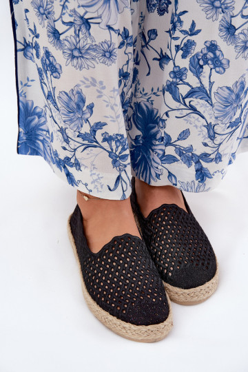 Schwarze Espadrilles mit geflochtener Spitze Vinceza 13625 2
