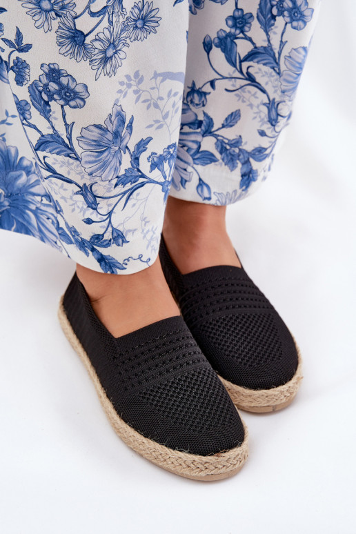Feminin Espadrilles Mit Zopf Vinceza 13624 schZuarze Farbe