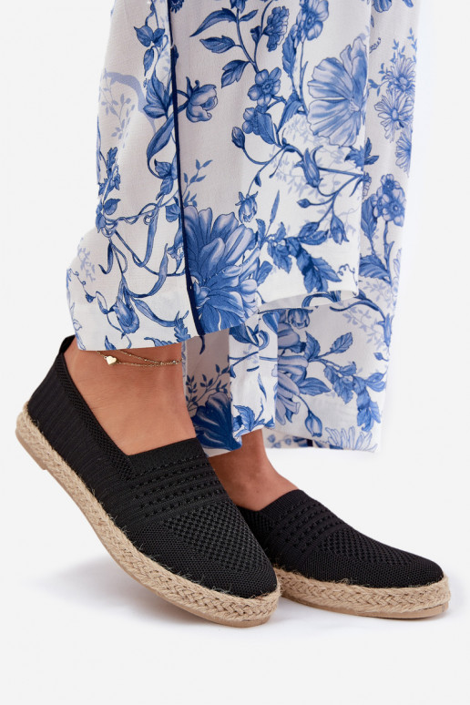 Feminin Espadrilles Mit Zopf Vinceza 13624 schZuarze Farbe