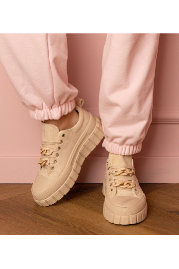 Sandfarbene Damen Sneakers...