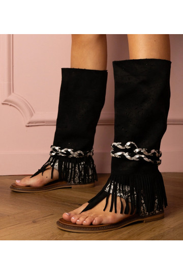 Schwarze Damen-Sandalen mit...