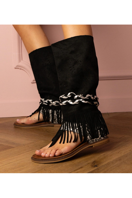 Schwarze Damen-Sandalen mit hohem...