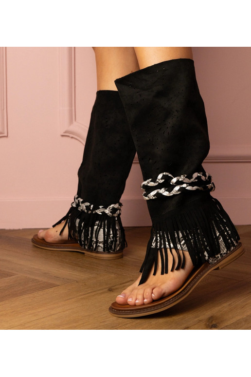 Schwarze Damen-Sandalen mit hohem...