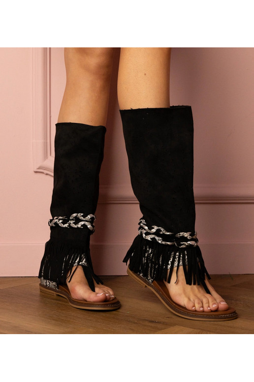 Schwarze Damen-Sandalen mit hohem...