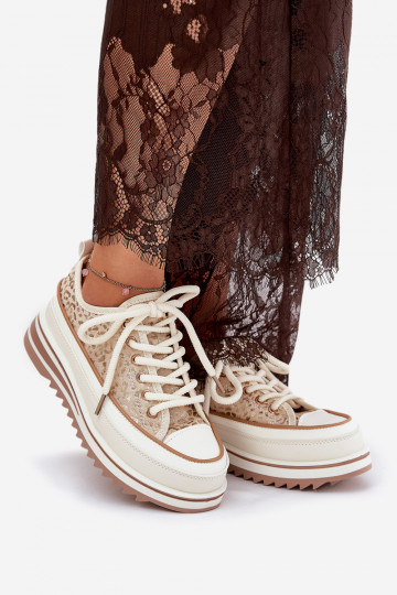 Freizeitschuhe mit Plateau S.Barski BF51-101 in Sandfarbe