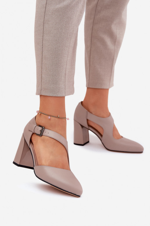 Haut Schuhe mit Absätzen mit Schnallen Vinceza 91133 graue Farbe