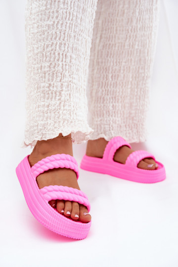 Leichte Hausschuhe  Damenhausschuhe mit einer Plattform S.Barski ZK51-001 pinke Farbe 2