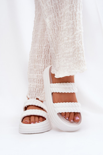 Leichte Hausschuhe  Damenhausschuhe mit einer Plattform S.Barski ZK51-001 Zueiße Farbe