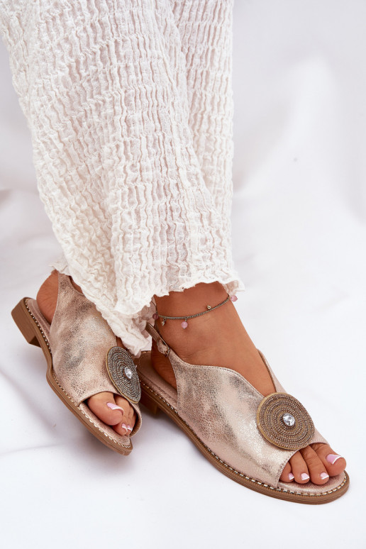 mit Glanz Damensandalen Ozdobnym Detalem S.Barski KV51-012 roségoldene Farbe mit Glanz Damensandalen Ozdobnym Detalem S.Barski KV51-012 roségoldene Farbe