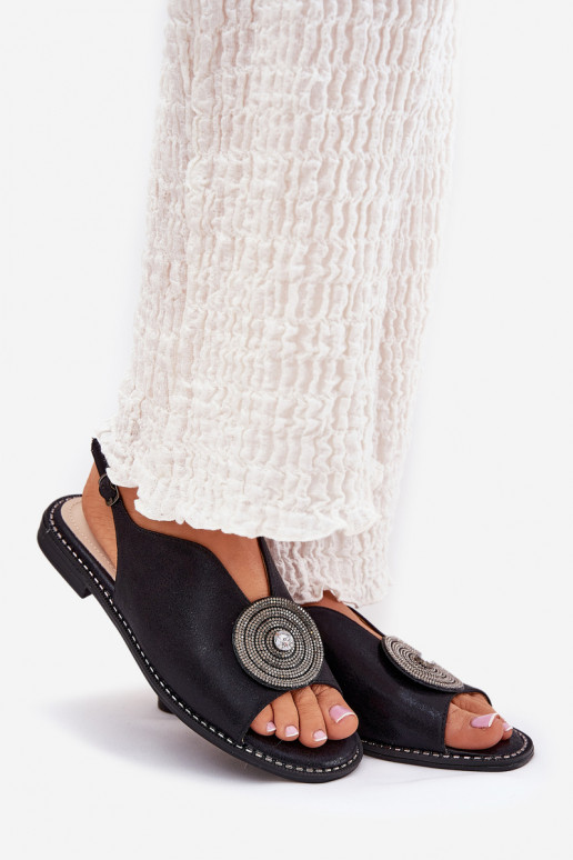 mit Glanz Damensandalen Ozdobnym Detalem S.Barski KV51-012 schZuarze Farbe mit Glanz Damensandalen Ozdobnym Detalem S.Barski KV51-012 schZuarze Farbe