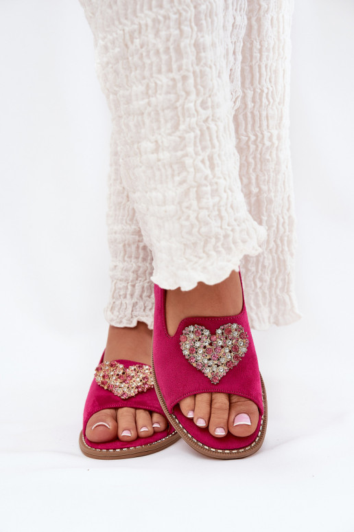 Damensandalen Mit Dekorationen mit Herzenm S.Barski KV27-018 pinke Farbe