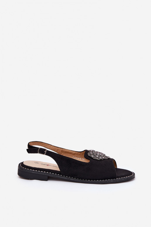 Damensandalen Mit Dekorationen mit Herzenm S.Barski KV27-018 schZuarze Farbe