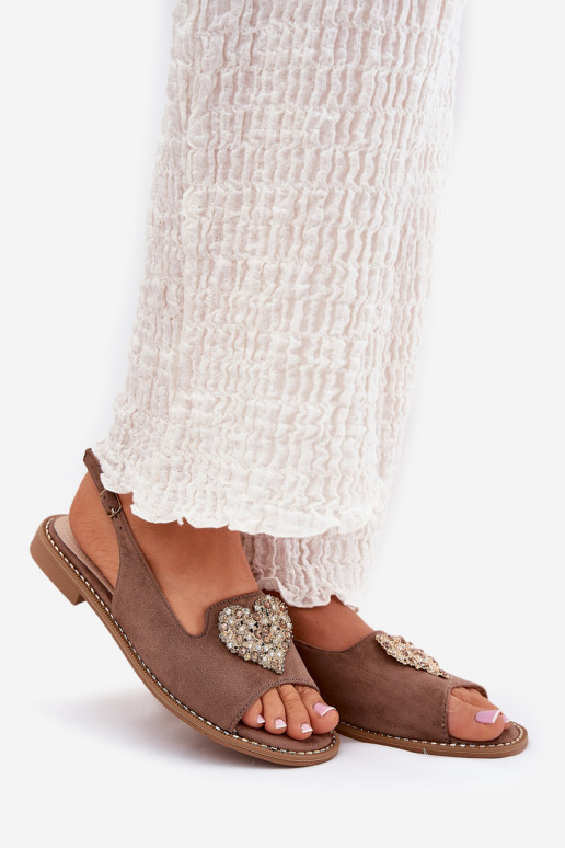 Damensandalen Mit Dekorationen mit Herzenm S.Barski KV27-018 Beige